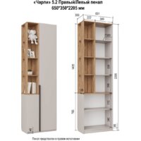 Шкаф-пенал Аквилон Чарли №5.2 правый (кашемир/авелано) - Превью изображения №13 — Интернет-магазин ПроЗаказ