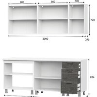 Готовая кухня SV-Мебель Модус 2.0м ЛДСП без столешниц (белый/цемент светлый/камень темный) - Превью изображения №4 — Интернет-магазин ПроЗаказ