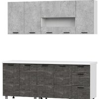 Готовая кухня SV-Мебель Модус 2.0м ЛДСП без столешниц (белый/цемент светлый/камень темный) - Превью изображения №2 — Интернет-магазин ПроЗаказ