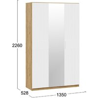 Шкаф распашной Трия Хилтон комбинированный (дуб крафт золотой/белый матовый) - Превью изображения №5 — Интернет-магазин ПроЗаказ