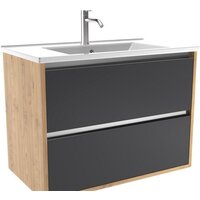 ЗОВ Тумба с умывальником Парма 80 P80LHO0MBPMC1A-OL80 (дуб/черный)