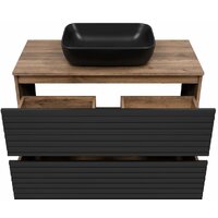  Brevita Тумба под умывальник Dakota DAK-07100-19/02-2Я (черный/темное дерево) - Превью изображения №3 — Интернет-магазин ПроЗаказ