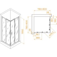 Душевой уголок RGW PA-39 03083988-11 80x80 (хром/прозрачное стекло) - Превью изображения №2 — Интернет-магазин ПроЗаказ