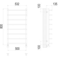 Полотенцесушитель TERMINUS Стандарт П8 500x800 нп (хром) - Превью изображения №3 — Интернет-магазин ПроЗаказ