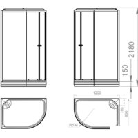 Душевая кабина Domani-Spa Delight 128 120x80 R с гидромассажем (черный/тонированное) - Превью изображения №3 — Интернет-магазин ПроЗаказ