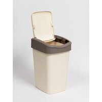 Комплект мусорных ведер Violet Tandem с подвижной крышкой 842826 (8шт, 20л, слоновая кость/шоколад) - Превью изображения №3 — Интернет-магазин ПроЗаказ