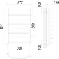 Полотенцесушитель TERMINUS Виктория П8 500x800 бп (хром) - Превью изображения №3 — Интернет-магазин ПроЗаказ