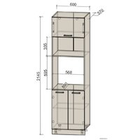 Шкаф-пенал Интерлиния Компо ПШД-№18-2145 (дуб золотой/дуб золотой) - Превью изображения №2 — Интернет-магазин ПроЗаказ