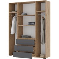 Шкаф распашной Стендмебель Хелен ШК 05 с ящиками (серый графит 0162/дуб крафт золотой) - Превью изображения №2 — Интернет-магазин ПроЗаказ