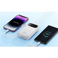 Внешний аккумулятор Baseus Qpow2 Dual-Cable Digital Display Fast Charge Power Bank 22.5W 20000mAh (белый) - Превью изображения №7 — Интернет-магазин ПроЗаказ