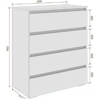 Комод Кортекс-мебель Бари 80 4ш (белый/белый/белый) - Превью изображения №5 — Интернет-магазин ПроЗаказ