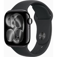 Apple Watch Series 11 42 мм (алюминиевый корпус, черный/черный, спортивный силиконовый ремешок M/L)
