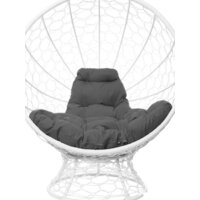 Кресло M-Group Кокос на подставке 11590109 (белый ротанг/серая подушка) - Превью изображения №2 — Интернет-магазин ПроЗаказ