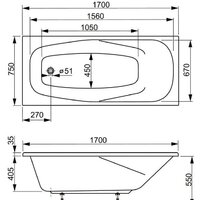 Ванна VagnerPlast Aronia 170х75 - Превью изображения №3 — Интернет-магазин ПроЗаказ