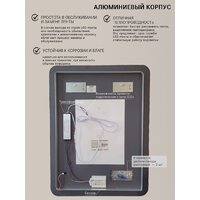 Зеркало с подсветкой  EMZE Smartphone 50х70 LED.UV.SMART.50.70.CHE.AF.4K (черный с УФ-окантовкой, подсветкой и антизапотеванием) - Превью изображения №6 — Интернет-магазин ПроЗаказ
