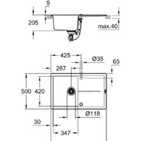 Кухонная мойка Grohe K400 50-C 78/50 1.0 31639AP0 (черный гранит) - Превью изображения №3 — Интернет-магазин ПроЗаказ