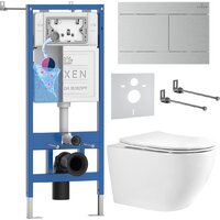Унитаз подвесной Roxen Antares Tornado Long в комплекте с инсталляцией StounFix Dual Fresh 6 в 1 868459 (кнопка: сатин матовая) - Превью изображения №1 — Интернет-магазин ПроЗаказ