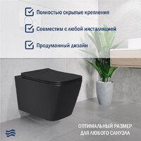Унитаз подвесной Lauter Magdeburg с жестким сиденьем Soft Close 21103EC (черный матовый, скрытое крепление) - Превью изображения №2 — Интернет-магазин ПроЗаказ