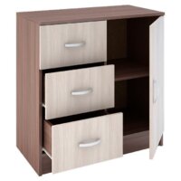 Комод Стендмебель Бася КМ-553-М 3 ящика 1 створка (ясень шимо светлый/темный) - Превью изображения №2 — Интернет-магазин ПроЗаказ