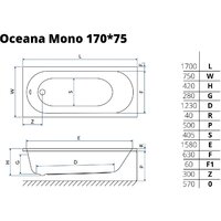 Ванна Excellent Oceana Mono 170x75 - Превью изображения №2 — Интернет-магазин ПроЗаказ