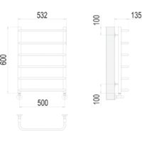 Полотенцесушитель TERMINUS Стандарт П6 500x600 нп (хром) - Превью изображения №3 — Интернет-магазин ПроЗаказ