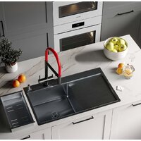 Кухонная мойка Roxen Vespa 560230-70LB PVD графит (с коландером и дозатором) - Превью изображения №2 — Интернет-магазин ПроЗаказ