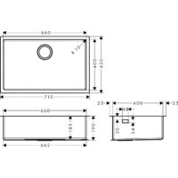 Кухонная мойка Hansgrohe S71 S719-U660 Under-mount sink 660 43428800 - Превью изображения №5 — Интернет-магазин ПроЗаказ