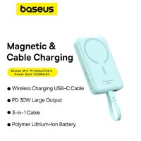 Внешний аккумулятор Baseus Magnetic Fast Charge Power Bank Type-C Edition 30W 10000mAh (мятный) - Превью изображения №12 — Интернет-магазин ПроЗаказ