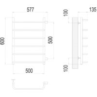 Полотенцесушитель TERMINUS Стандарт П6 500x600 бп (хром) - Превью изображения №3 — Интернет-магазин ПроЗаказ