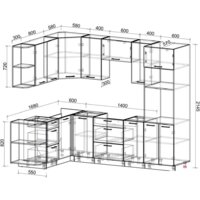 Готовая кухня Интерлиния Мила Лайт 1.68x2.6 левая без столешницы (белый платинум/бетон) - Превью изображения №2 — Интернет-магазин ПроЗаказ