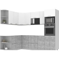 Интерлиния Мила Лайт 1.68x2.6 левая без столешницы (белый платинум/бетон)