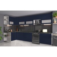 Готовая кухня Интерлиния Мила Матте 1.5x3.6 Б левая (индиго/индиго глянец/кастилло темный) - Превью изображения №2 — Интернет-магазин ПроЗаказ