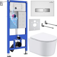 Roxen Simple Compact в комплекте с инсталляцией StounFix Dual Fresh 6 в 1 964407 (кнопка: белое стекло)