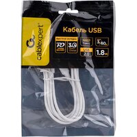 Кабель Cablexpert CC-USB2-CMCM-60-1.8M-W USB Type-C - USB Type-C (1.8 м, белый) - Превью изображения №3 — Интернет-магазин ПроЗаказ