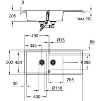 Кухонная мойка Grohe K400 80-C 116/50 1.5 31643AP0 (черный гранит) - Превью изображения №2 — Интернет-магазин ПроЗаказ