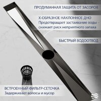 Трап/канал Lauter 2120865-С1GM 600x100 (оружейная сталь) - Превью изображения №3 — Интернет-магазин ПроЗаказ