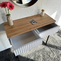 Консольный стол Shtabe Royal 5011 эко (белый/дуб кантри золотой/черный) - Превью изображения №7 — Интернет-магазин ПроЗаказ