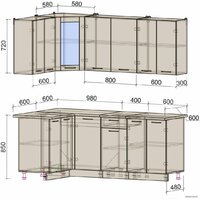 Готовая кухня Интерлиния Мила 12x20 (антрацит/вудлайн кремовый) - Превью изображения №2 — Интернет-магазин ПроЗаказ
