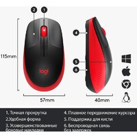 Мышь Logitech M190 (черный/красный) - Превью изображения №5 — Интернет-магазин ПроЗаказ