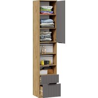 Шкаф-пенал Трия Хилтон комбинированный с 1 дверью и 2 ящиками исп.2 (дуб крафт золотой/графит матовый) - Превью изображения №4 — Интернет-магазин ПроЗаказ