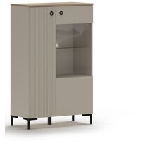 Шкаф-витрина Black Red White Domenica REG1D1W/140 с подсветкой (глиняный серый/дуб сильвержек ореховый) - Превью изображения №2 — Интернет-магазин ПроЗаказ