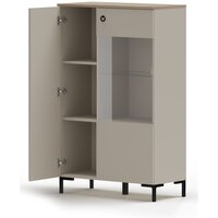 Шкаф-витрина Black Red White Domenica REG1D1W/140 с подсветкой (глиняный серый/дуб сильвержек ореховый) - Превью изображения №3 — Интернет-магазин ПроЗаказ