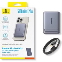 Внешний аккумулятор Baseus PicoGo AM31 Mini Magnetic Power Bank with Stand 20W 5000mAh (серый) - Превью изображения №8 — Интернет-магазин ПроЗаказ