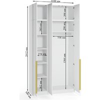 Шкаф распашной Soma Lord Gold 3-х створчатый 120x240 (белый) - Превью изображения №6 — Интернет-магазин ПроЗаказ