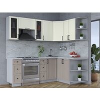 Готовая кухня Интерлиния Тренд 1.5x2.2 правая (луна/белый/серый каспий) - Превью изображения №2 — Интернет-магазин ПроЗаказ