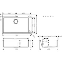 Кухонная мойка Hansgrohe S71 S711-F660 Built-in sink 660 43302800 - Превью изображения №5 — Интернет-магазин ПроЗаказ