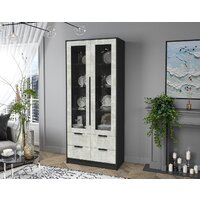 Шкаф-витрина Интерлиния Концепт КТ-ШВ2 (бетон лайт/антрацит) - Превью изображения №4 — Интернет-магазин ПроЗаказ