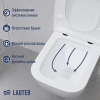 Унитаз подвесной Lauter Nuremberg 21811 + 21901002 (белый, с кнопкой смыва 219702J белый) - Превью изображения №6 — Интернет-магазин ПроЗаказ