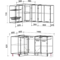 Готовая кухня Интерлиния Мила 12x15 без столешницы (серебристый/антрацит) - Превью изображения №2 — Интернет-магазин ПроЗаказ