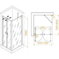 Душевой уголок RGW PA-144B (PA-104B+Z-050-2B+O-204B) 060814478-14 70x80 (черный/прозрачное стекло) - Превью изображения №2 — Интернет-магазин ПроЗаказ